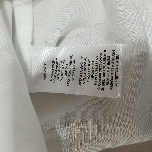 BEACHLUNCHLOUNGE COLLECTION White Viscose Button-up Tab Sleeved Blouse - Picture 8 of 10